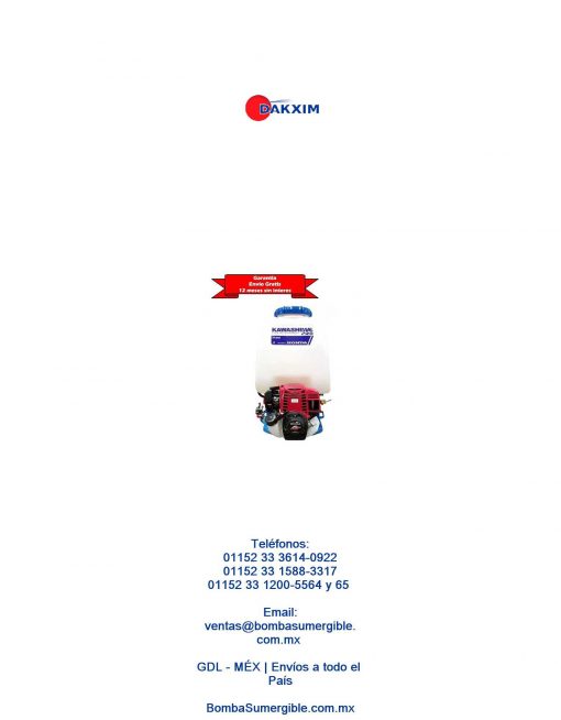 Aspersor Profesional Kawashima 25lt/motor Honda Gx25 $10999 MXN
