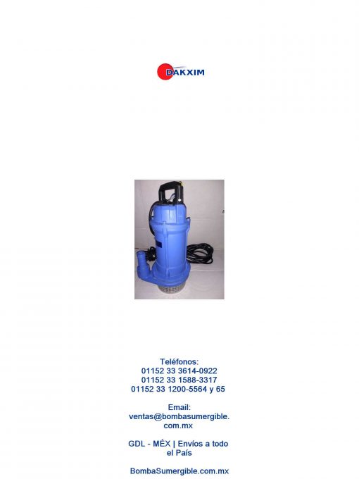 Bomba Sumergible Agua Limpia 1/2 Hp 127 Vac. $1890 MXN