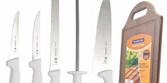 Cuchillos Para Chef C/estuche + Tabla Rectangular Tramontina $1924 MXN