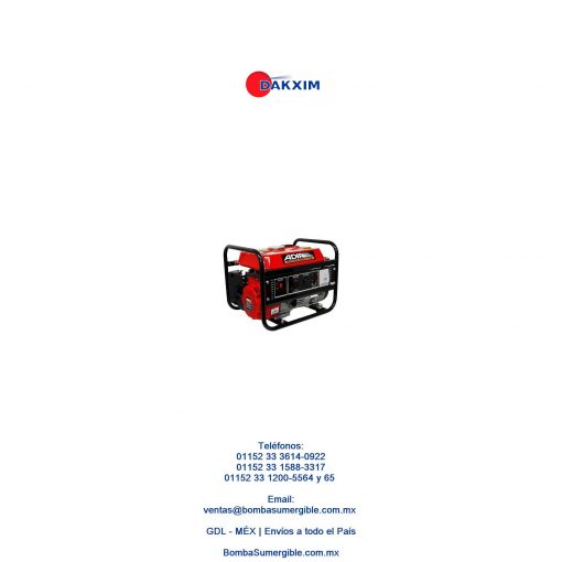 Generador De Luz A Gasolina 2.0 Hp 1600w 490 Adir T0065 $5679 MXN
