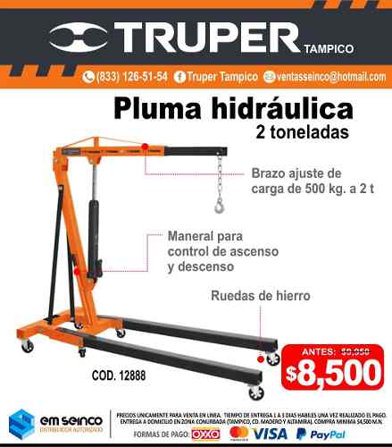Pluma Hidráulica $8500 MXN