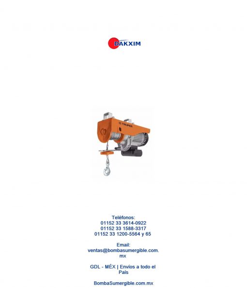 Polipasto Eléctrico 400 Kg Truper A16845 $3568 MXN