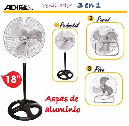 Ventilador Adir Mod 2074 Aspas Metálicas 3 En 1 $820 MXN