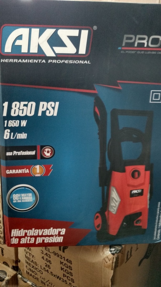 Hidrolavadora Eléctrica 1650W - 1850 Psi Aksi 6/Min $ 1