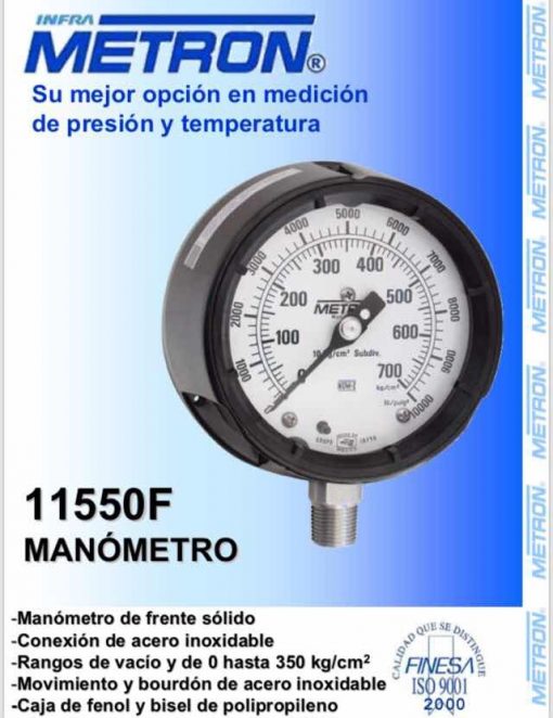 Manómetro Alta Presión 0-10000 Psi Marca Metron Co Glicerina $ 2