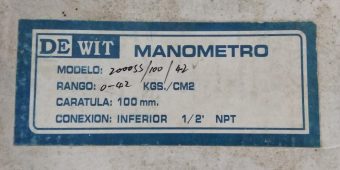 Manómetro Dewit De 42 Kg/cm2 - 600 Psi $ 900.00 Hidrolavadora