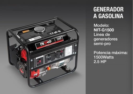 Generador Eléctrico A Gasolina Nitro Nit-g1500 $ 6