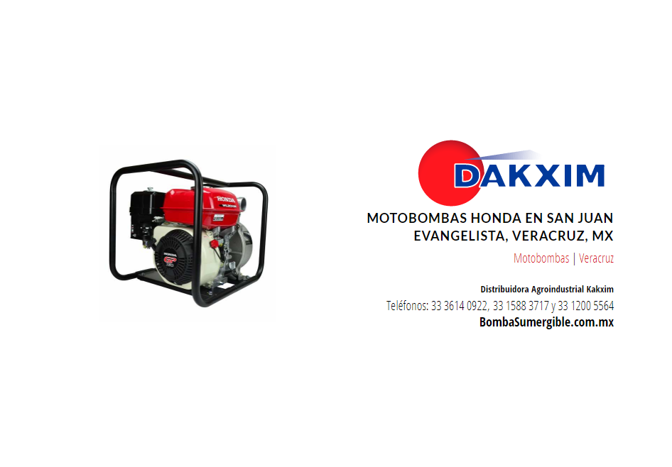 Motobombas Honda en San Juan Evangelista, Veracruz, MX