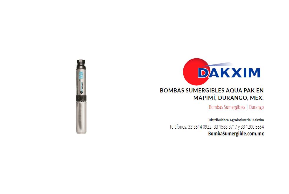 Bombas Sumergibles Aqua Pak en Mapimí, Durango, Mex.