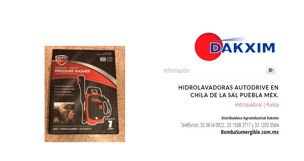 Hidrolavadoras AUTODRIVE en Chila de la Sal Puebla Mex.