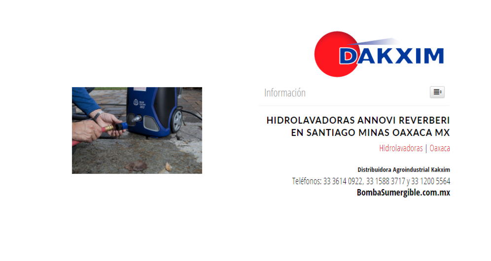 Hidrolavadoras Annovi Reverberi en Santiago Minas Oaxaca MX
