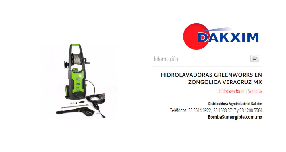 Hidrolavadoras Greenworks en Zongolica Veracruz MX