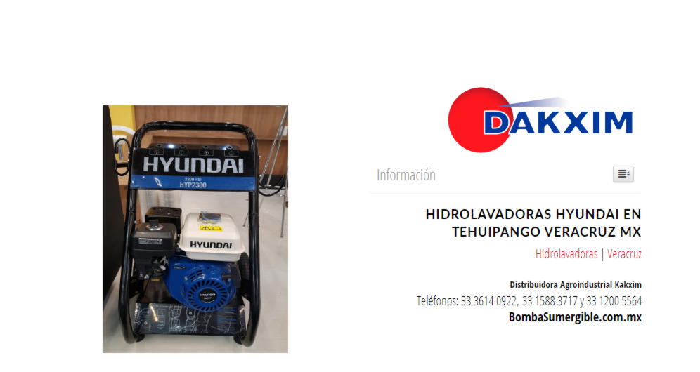 Hidrolavadoras Hyundai en Tehuipango Veracruz MX