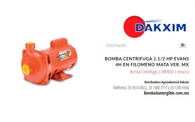 Bomba Centrifuga 1.1/2 Hp Evans 4h en Filomeno Mata Ver. MX