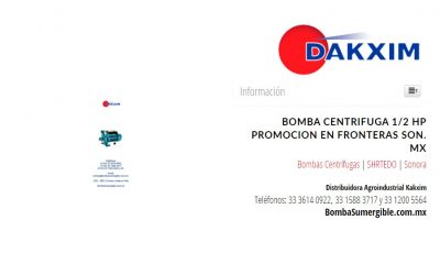 Bomba Centrifuga  1/2 Hp Promocion en Fronteras Son. MX