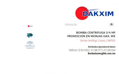 Bomba Centrifuga 3/4 Hp Promocion en Monjas Oax. Mx
