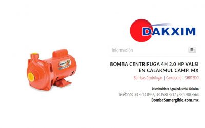 Bomba Centrifuga 4h 2.0 Hp Valsi en Calakmul Camp. MX