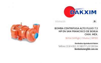 Bomba Centrifuga Alto Flujo 7.5 Hp en San Francisco de Borja Chih. Mex.