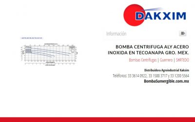 Bomba Centrifuga Aly Acero Inoxida en Tecoanapa Gro. Mex.