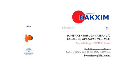 Bomba Centrifuga Casera 1/2 Caball en Apazapan Ver. Mex.