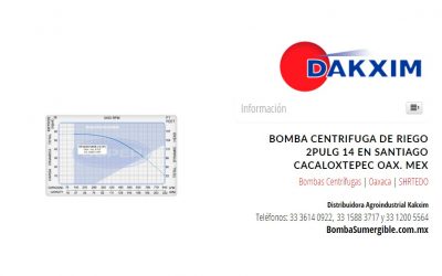 Bomba Centrifuga De Riego 2pulg 14 en Santiago Cacaloxtepec Oax. Mex