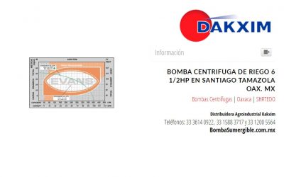 Bomba Centrifuga De Riego 6 1/2hp en Santiago Tamazola Oax. Mx