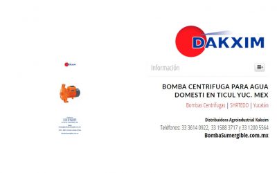 Bomba Centrifuga Para Agua Domesti en Ticul Yuc. Mex