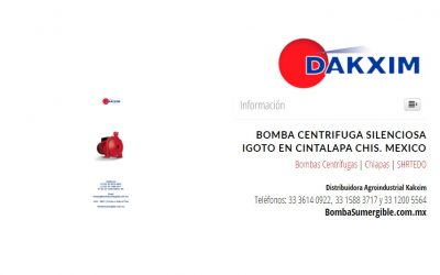 Bomba Centrifuga Silenciosa Igoto en Cintalapa Chis. Mexico