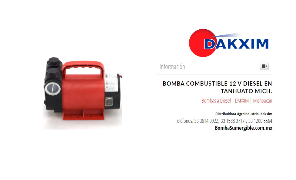 Bomba Combustible 12 V Diesel en Tanhuato Mich.
