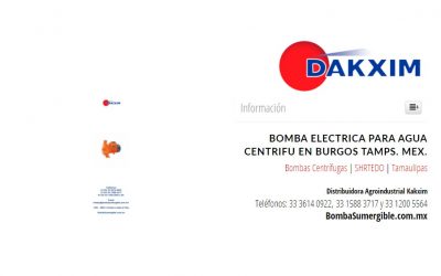 Bomba Electrica Para Agua Centrifu en Burgos Tamps. Mex.
