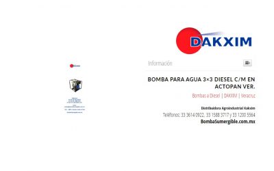 Bomba Para Agua 3×3 Diesel C/m en Actopan Ver.