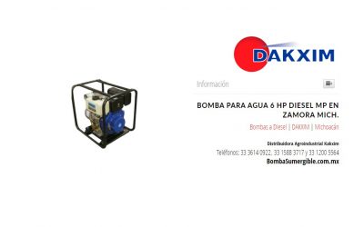 Bomba Para Agua 6 Hp Diesel Mp en Zamora Mich.