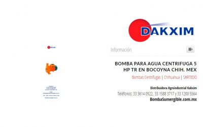 Bomba Para Agua Centrifuga 5 Hp Tr en Bocoyna Chih. Mex