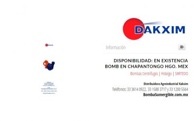 Disponibilidad: En Existencia Bomb en Chapantongo Hgo. Mex