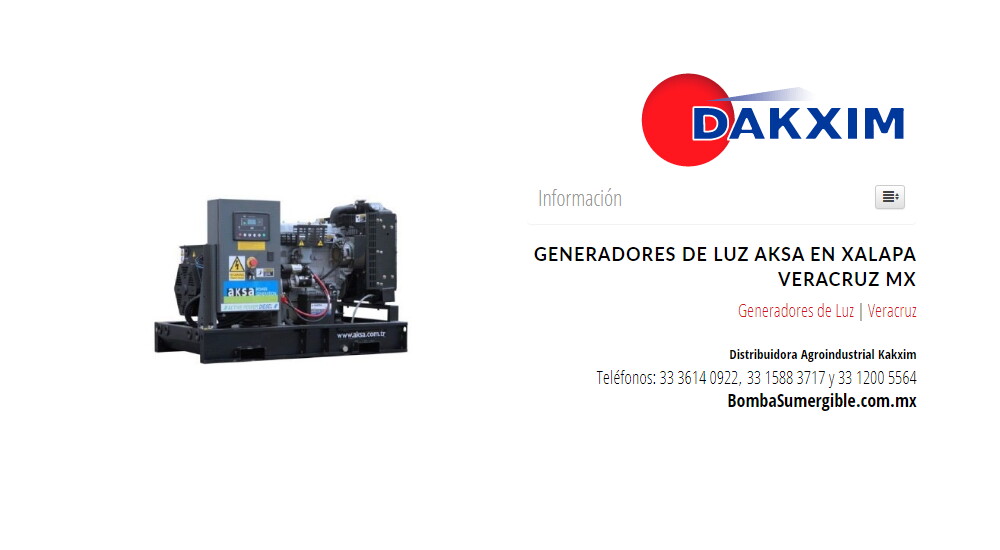 Generadores de Luz Aksa en Xalapa Veracruz MX
