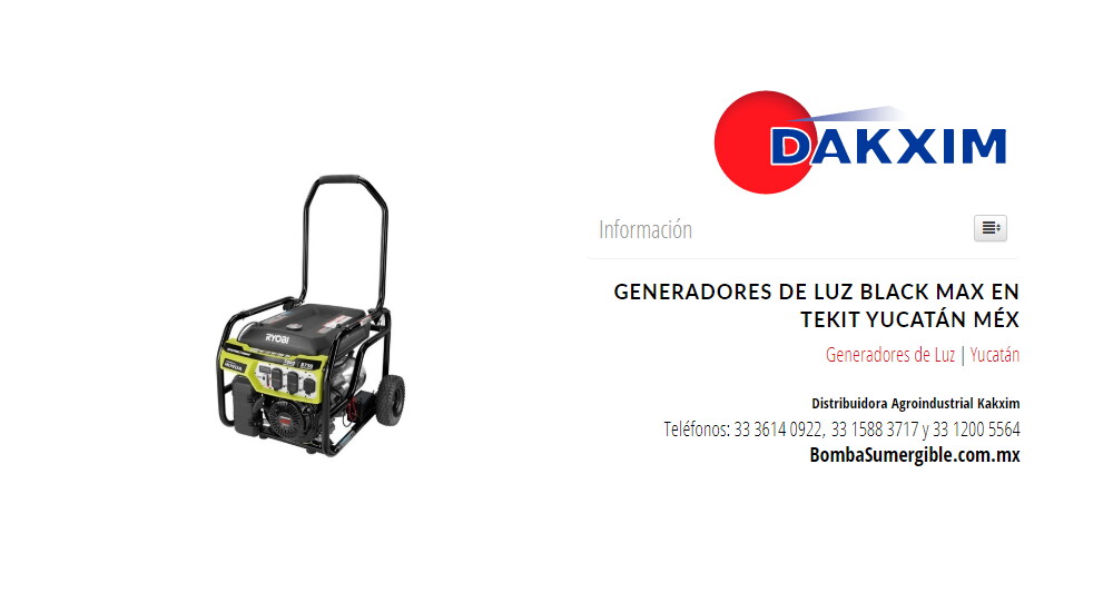Generadores de Luz Black Max en Tekit Yucatán Méx