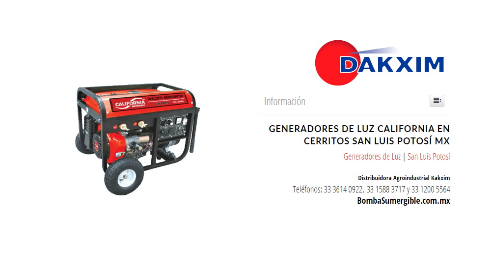 Generadores de Luz California en Cerritos San Luis Potosí MX