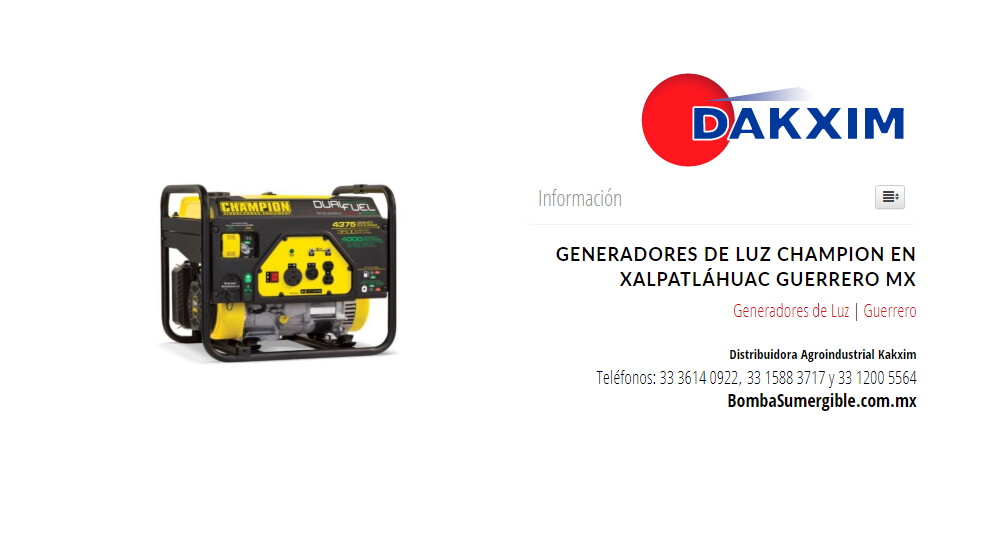 Generadores de Luz Champion en Xalpatláhuac Guerrero MX