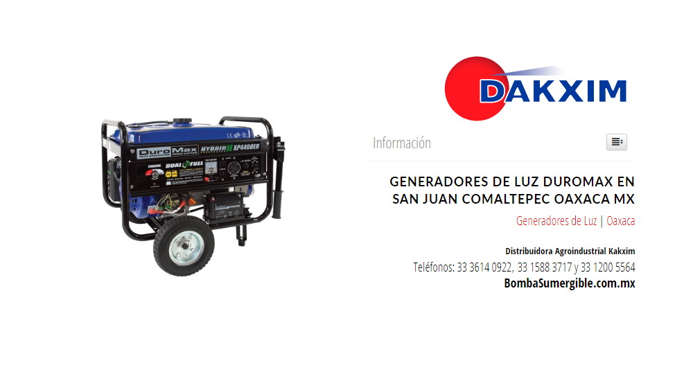 Generadores de Luz Duromax en San Juan Comaltepec Oaxaca Mx