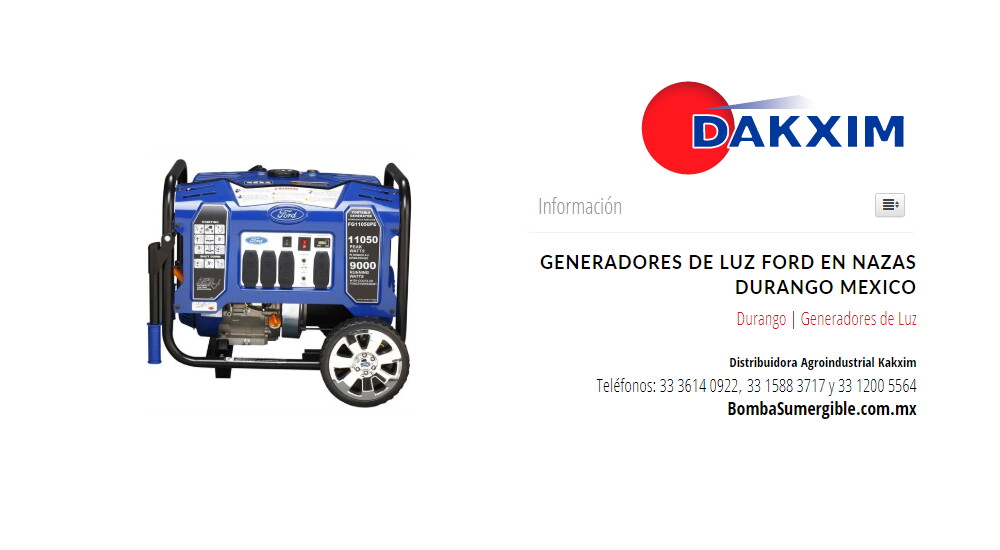 Generadores de Luz Ford en Nazas Durango Mexico