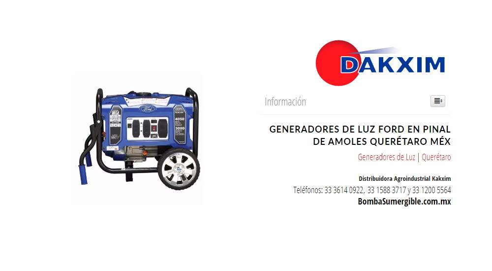 Generadores de Luz Ford en Pinal de Amoles Querétaro Méx