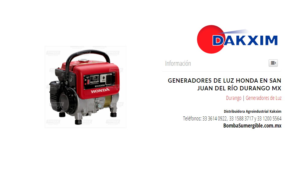 Generadores de Luz Honda en San Juan del Río Durango Mx