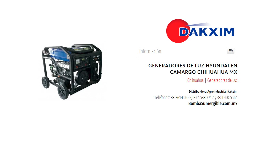 Generadores de Luz Hyundai en Camargo Chihuahua Mx