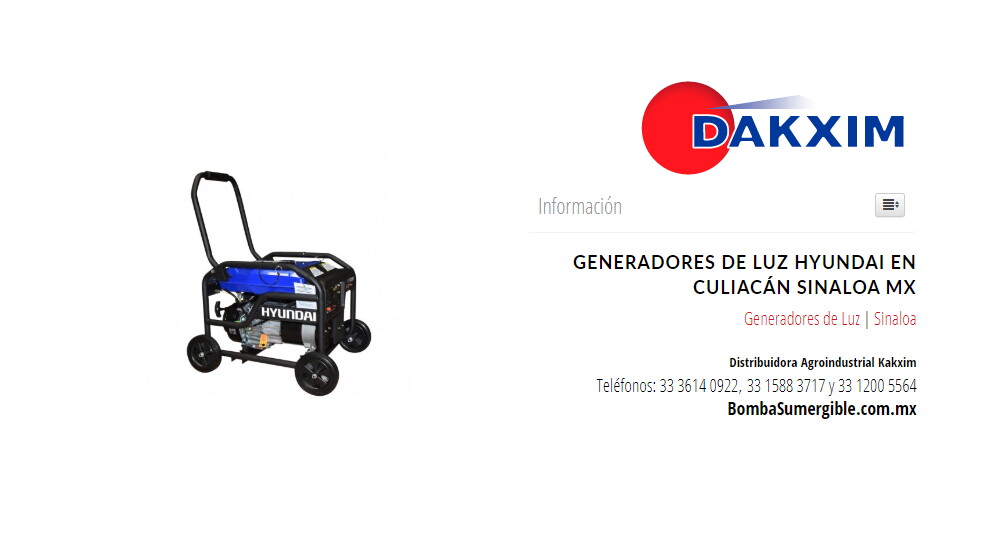 Generadores de Luz Hyundai en Culiacán Sinaloa Mx