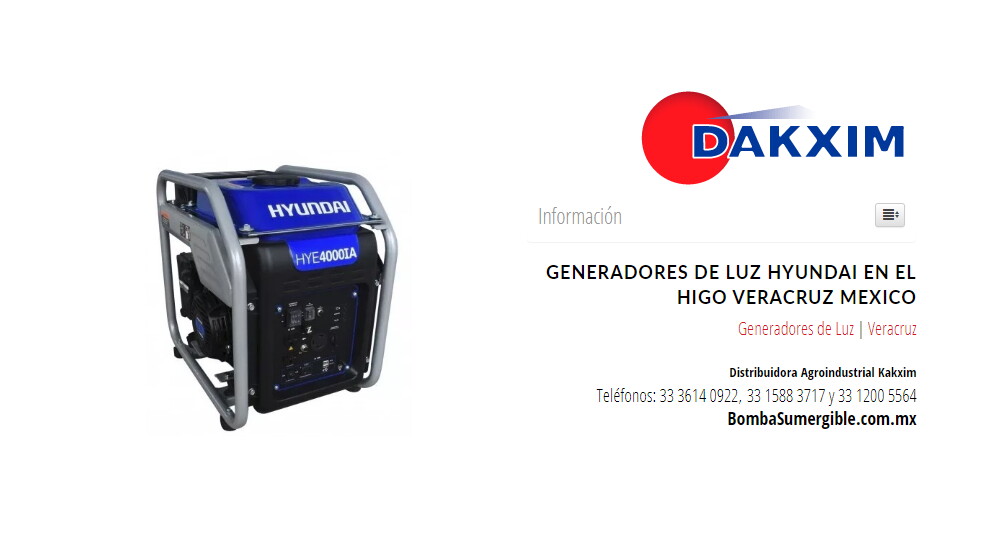 Generadores de Luz Hyundai en El Higo Veracruz Mexico
