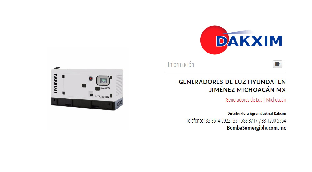 Generadores de Luz Hyundai en Jiménez Michoacán MX