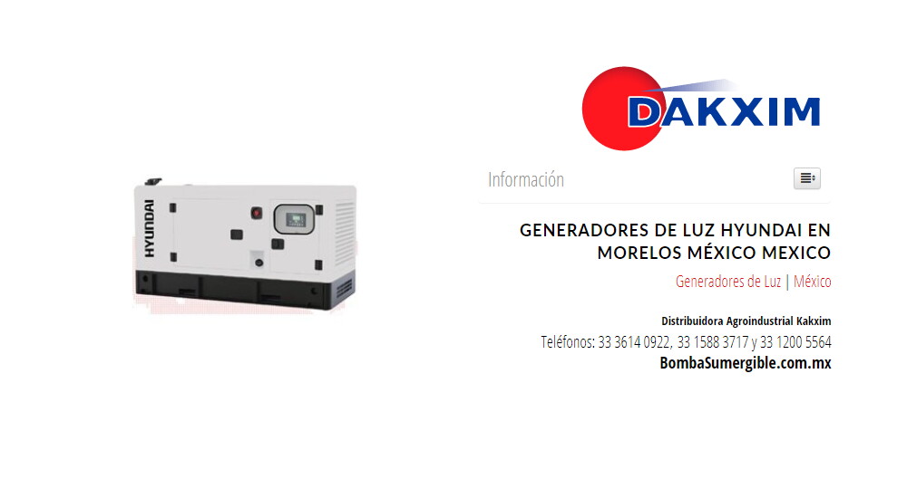 Generadores de Luz Hyundai en Morelos México Mexico