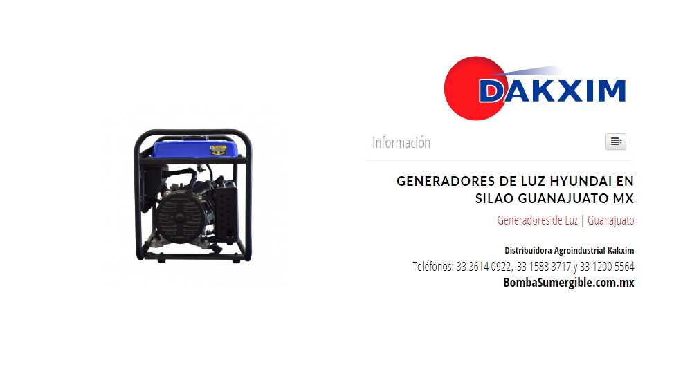 Generadores de Luz Hyundai en Silao Guanajuato MX