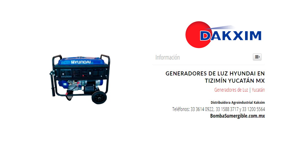 Generadores de Luz Hyundai en Tizimín Yucatán MX