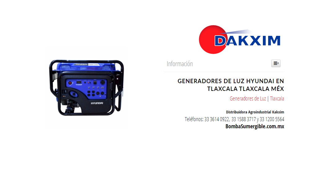Generadores de Luz Hyundai en Tlaxcala Tlaxcala Méx